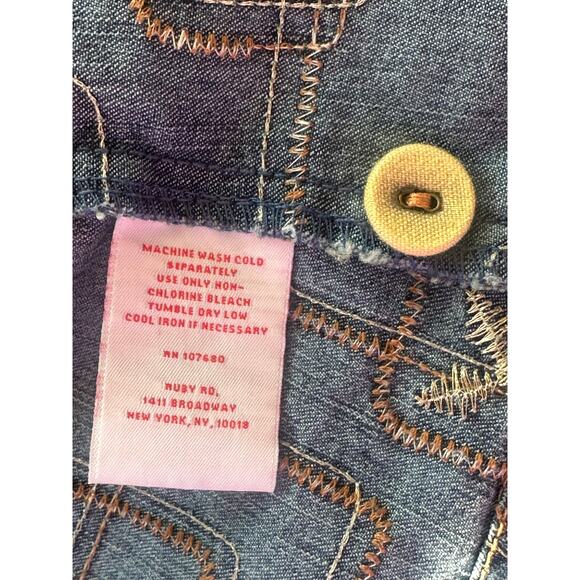 Ruby Rd Petite Denim Vest 4P Button Front Embroidered Geometric Pattern - Picture 4 of 4